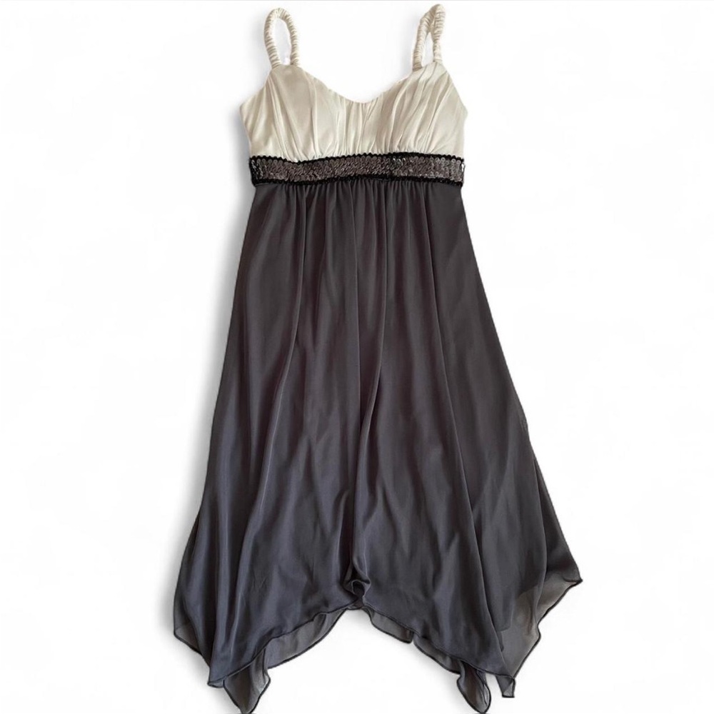 Vintage y2k Sweet Storm Sequin Babydoll Asymmetric Formal Mini Dress ✨